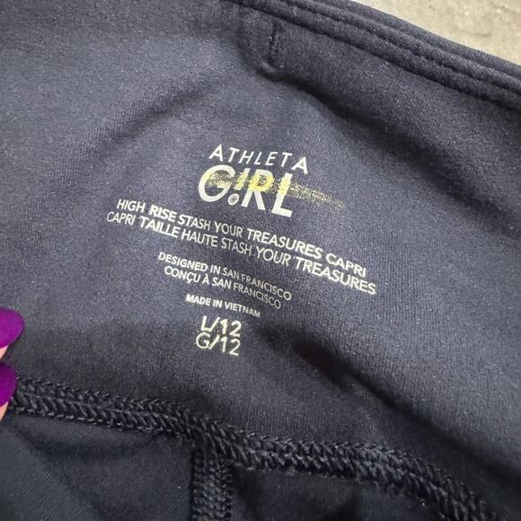 NWT Athleta Girl High Rise Stash Your Treasures Capri Tight Navy Size Large/12 - Picture 14 of 15